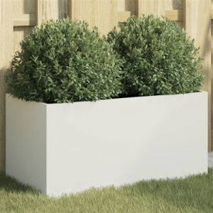 VidaXL Jardini&egrave;re blanc 62x30x29 cm acier lamin&eacute; &agrave; froid