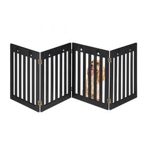 Image de Relaxdays Barri&egrave;re de s&eacute;curit&eacute; pour Chiens, Grille de Protection, HxL : 60 x 204 cm, MDF, Pliable, Noire