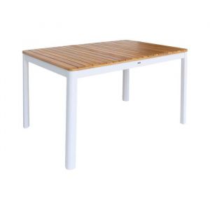 Table de jardin SENORA acacia blanc avec coins arrondis 6 places 120 x 80 x 75 cm