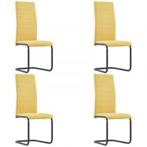 Image de VidaXL Chaises de salle à manger cantilever 4 pcs Jaune Tissu