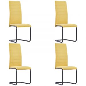 Image de VidaXL Chaises de salle à manger cantilever 4 pcs Jaune Tissu