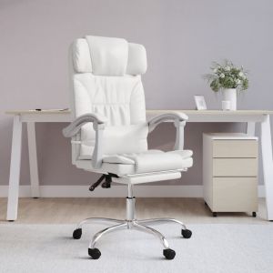 VidaXL Fauteuil inclinable de bureau Blanc Similicuir