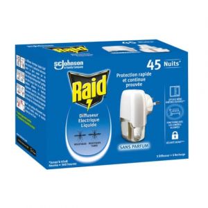 Raid Electrique diffuseur liquide 45 nuits fenetres ouvertes 1 diffuseur + 1 recharge 27ml