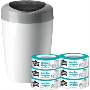 Tommee tippee Starter Pack Poubelle a Couches Simplee Comprend 6 Recharge