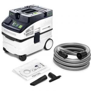 Festool CLEANTEC CT 15 E Aspirateur mobile pour eau et poussière, réservoir de 15 l, compact et mobile, avec accessoires, fonction antistatique, idéal pour atelier, chantier et voiture