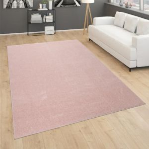 Paco Home - Tapis pour Salon Uni Poils Ras Sobre Et Moderne, Rose 200 cm carré