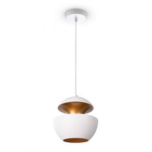 Image de Paco Home Suspension Lampe Suspendue Câble Textile 1,5 m Raccourcissable Effet Up-Down Lumière Indirecte Montage Simple E27, Couleur: Or blanc, Type de lampe: Ø20 cm