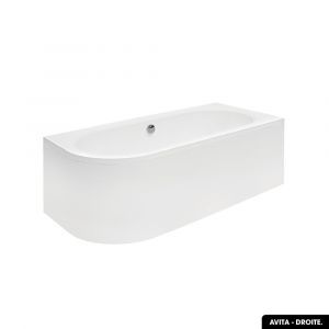 Baignoire d'angle 170 x 75 cm - avec tablier blanc et repose tête offert AVITA - Droite