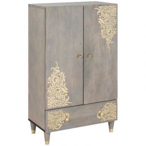 VidaXL Haut Armoire avec &eacute;tag&egrave;re Gris et or 60 x 33,5 x 100 cm