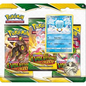 Asmodée Pack 3 Boosters Epee Et Bouclier 7 Eb07 - Evolution Celeste - Avec Carte Bekaglacon Ou Noctali Et Une Piece Pokemon