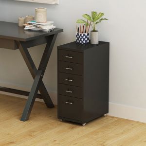 Nova Caisson de bureau Kökar à roulettes avec 5 tiroirs 69 x 28 x 41 cm noir