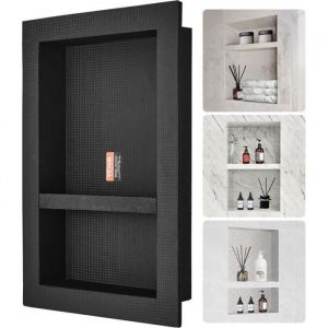 Niche Douche Encastrable - VEVOR - Niche Douche Encastrer Mur 40,64x60,96x10 cm 2 Étagères pour Salle de Bain