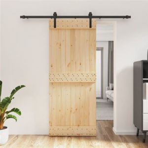 VidaXL Porte coulissante et kit de quincaillerie 85x210 cm pin massif