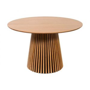 Table &agrave; manger ronde 4 personnes placage ch&ecirc;ne - Naturel clair - CARMIZA