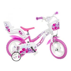 Dino Bikes Vélo Pour Fille Blanc Et Rose Flappy 12 Pouces