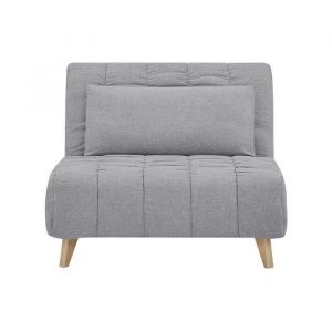 AC-Déco Fauteuil convertible en couchage en tissu - Pieds en bois beige - Gris - L 191 cm x l 103 cm