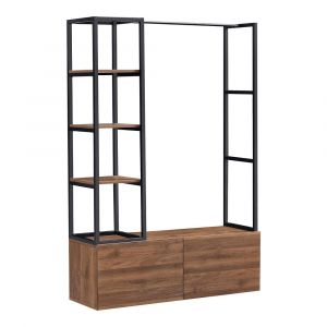 Portant à vêtements métal MDF 180 x 120 x 40 cm noir effet noyer 03_0008130