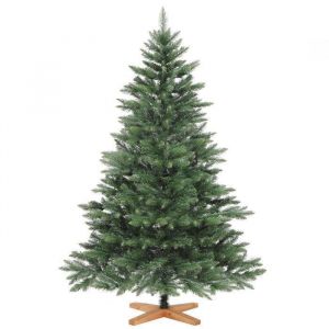 Salcar Sapin de Noël artificiel Nordmann 180 cm avec pied en bois 698 branches en PVC aspect réaliste et élégant