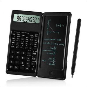 Image de Tech Essentials Calculatrice scientifique avec bloc-notes num&eacute;rique et stylo - Noir - Graphique - Grand - Grandes touches - Bureau - &Eacute;cole - &Eacute;tude - &Eacute;tudiants - Bureau - &Eacute;criture - Bloc-notes
