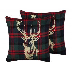 Beliani Lot de 2 coussins décoratifs multicolores renne RUDOLPH