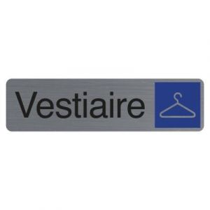 Image de Exacompta Plaque signalétique adhésive Vestiaires - Rectangle Gris / Bleu