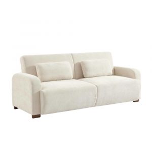 Canapé convertible 3 places tissu blanc cassé