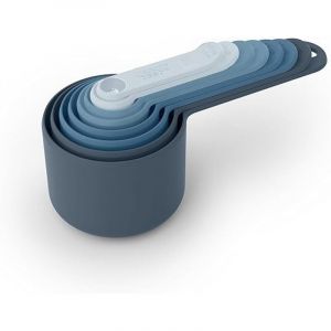 Joseph joseph Nest Ensemble 8 Tasses et Cuill&egrave;res &agrave; Mesurer, Tasses Doseuses Empilables, Outils de Cuisine, Bleu Ciel