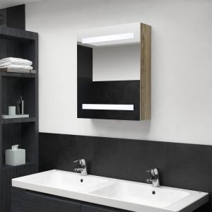 VidaXL Armoire de salle de bain à miroir LED Chêne 50x14x60 cm