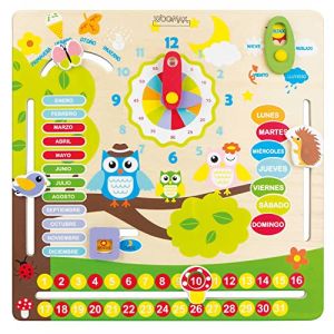 COLORBABY Jeu Éducatif en Bois hiboux 42737 - Version Espagnole