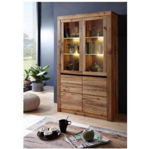 Vitrine 105x42 Chênes sauvage et lombard huilé Bois naturel MONTREUX 101 - natur