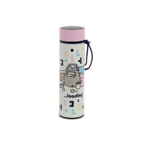 Puckator Gourde isol&eacute; en acier inoxydable avec thermom&egrave;tre digital boissons chaudes ou froides chat Jeu Vid&eacute;o Pusheen