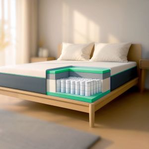 The White Stone Matelas 160 x 200 cm M&eacute;moire de Forme Breeze et Ressorts Ensach&eacute;s Hauteur 25 cm Respirant, Anti-allergique et D&eacute;houssable