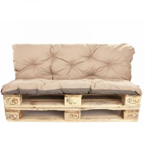 Set Coussins pour palettes, Assise 120 x 50 et Dossier 120 x 50cm, coussins canapé / coussin palette in-extérieur Beige Setgarden