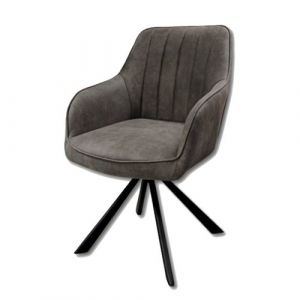 Chaise rotative Xara gris pieds métal noir - Gris - Kreadiff