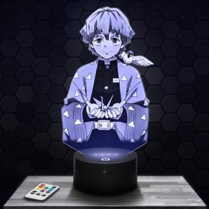 Lampe 3D - Demon Slayer Zenitsu - Jouet Figurine Cadeau Demon Slayer - Veilleuse Led Tactile avec socle au choix et télécommande