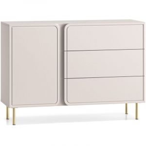 Buffet 1 porte avec 3 tiroirs, beige cachemire, 120 cm