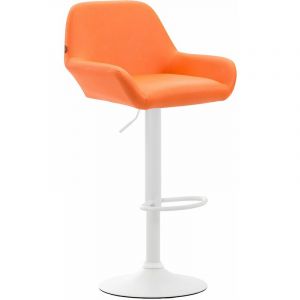 CLP Tabouret De Bar -MAGNIEUCuirette Blanc(Orange)