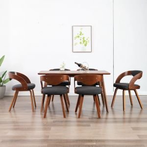 VidaXL Chaises de Salle à Manger Gris Foncé Bois Courbé et Tissu 6 pcs