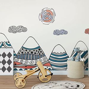 Ambiance Stickers muraux enfants - D&eacute;coration chambre b&eacute;b&eacute; - Autocollant Sticker mural g&eacute;ant enfant montagnes scandinaves aranka - 40x60cm
