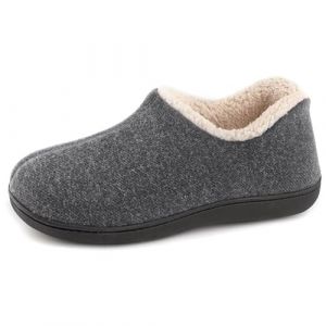 ULTRAIDEAS Chaussons Femme Hiver en Mousse à Mémoire Pantoufles Femmes Chaudes avec Doublure Laine Coton Mélangé Femme Semelle Antidérapante pour Intérieur et Extérieur, Gris, 42 EU