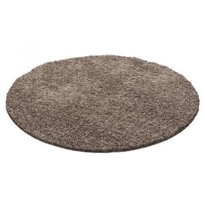 Life SHAGGY Rond - Tapis Uni Rond 200 x 200cm - 100% Polypropylène 30mm - Café
