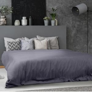 Bambaw Housse de Couette Gris Foncé | 200x200 | Bambou Bio | Housse de Couette Douce | Housse de Couette Automne | Housse Couette Anti Acarien | Housse Couette Zen | Housse Couette 200x200 |