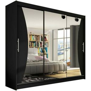 Mobilier1 - Armoire Closico 120, Noir, 215x250x58cm, Portes d'armoire: Coulissantes, Nombre d'étagères: 0