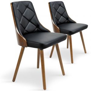 Lot de 2 chaises scandinave noisette et noir PERIG