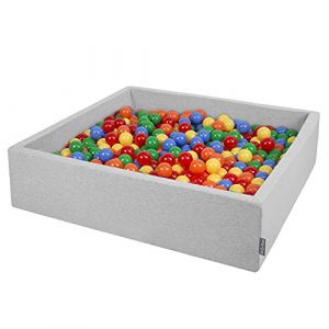 120X30cm/600 Balles ? 7Cm Carré Piscine à Balles Pour Bébé Fabriqué En ue, Gris Clair:Jaune-Vert-Bleu-Rouge-Orange - gris