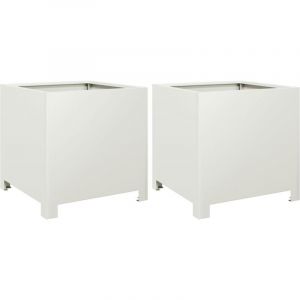 VidaXL Jardinières 2 pcs blanc 40x40x40 cm acier
