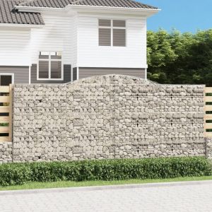 VidaXL Panier de gabions arqué 400x50x180/200 cm Fer galvanisé n/a