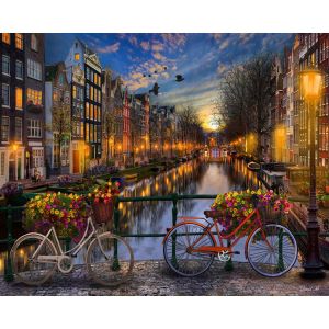 Image de Figured'Art Peinture par Num&eacute;ro Adulte Canal Amsterdam - Activit&eacute; Manuelle Kit de Loisir Cr&eacute;atif DIY Num&eacute;ro d'art Complet - 40x50cm sans ch&acirc;ssis en Bois