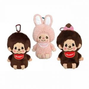 Unique Industries Inc Monchhichi Plush Makeup Pouch with Carabiner Girl - 15&times;10&times;3.5cm
