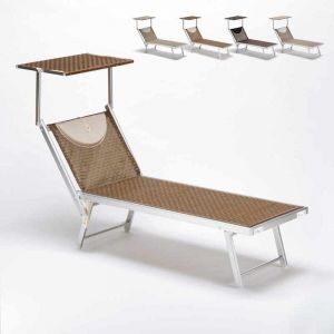 Beach and Garden Design Bain de soleil transat piscine lit de plage aluminium SANTORINI Limited Edition | Moka - Marron Santorini